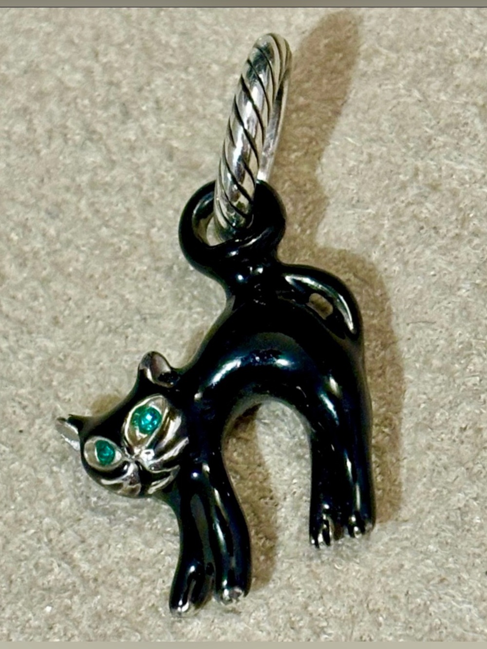 🎃Listing! 🆕 Brighton Scaredy Cat charm Black cat with green eyes for Halloween